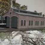 N-scale Norfolk Southern engine and engine house