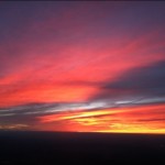sunset from airplane window