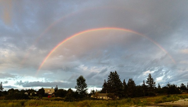 double rainbow in Halls Harbor, Nova Scotia